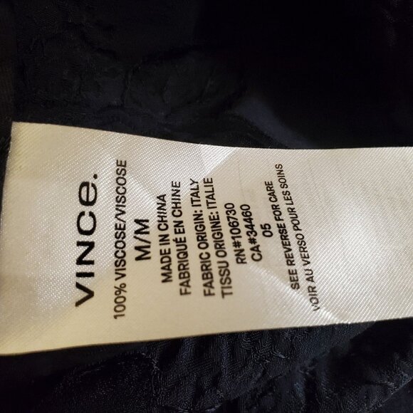 Vince Floral Jacquard Popover Top Oversized Floral Damask Blouse Navy Blue Sz M - Picture 10 of 11